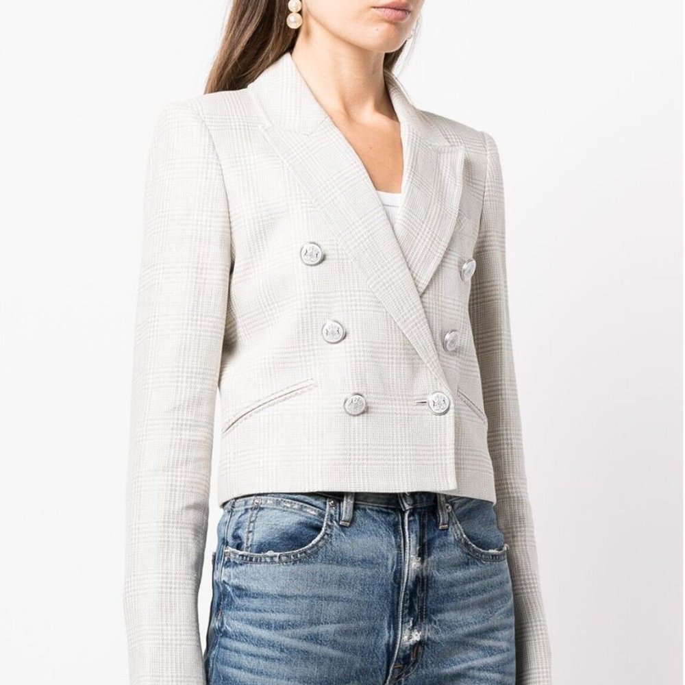 Veronica BeardNevis check-pattern cropped jacket size 00